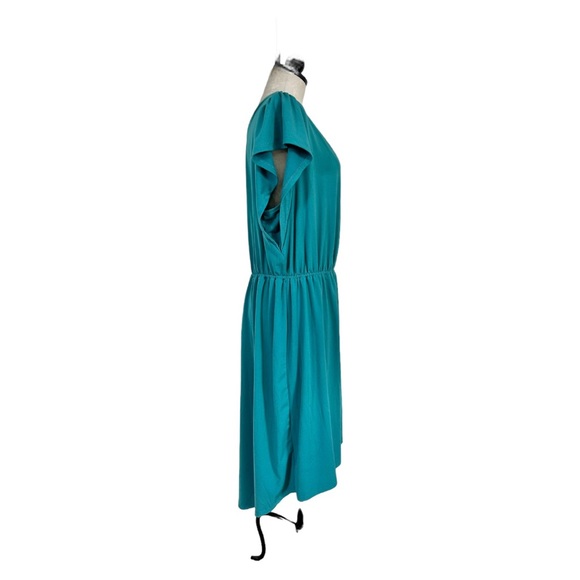 Ava & Viv Laguna Teal Faux Wrap Hi Lo Dress Knit Elastic Waist Size 1X - Picture 4 of 15